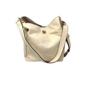 Nanette Lepore Faux Leather Chantilly Bucket Hobo Bag Cream *FLAWS